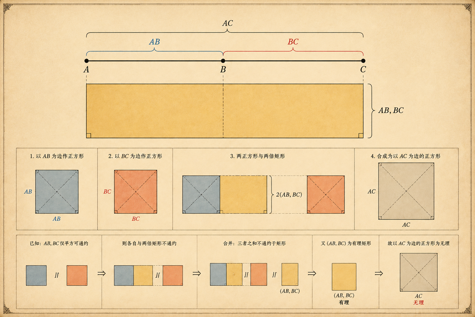 几何原本 第10卷命题 37 · 第一双中项线之无理性质 插图