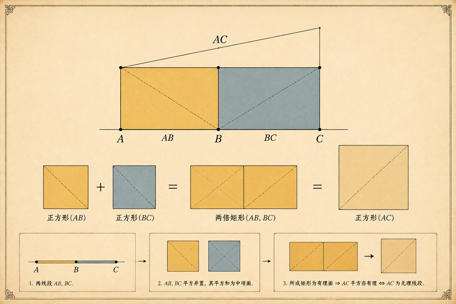 几何原本 第10卷命题 40 · 有理中矩面无理线 插图