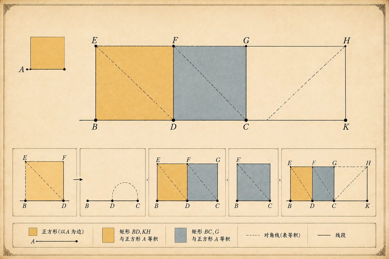 几何原本 第10卷命题 113 · 有理线段与余线之矩形得二项线 插图