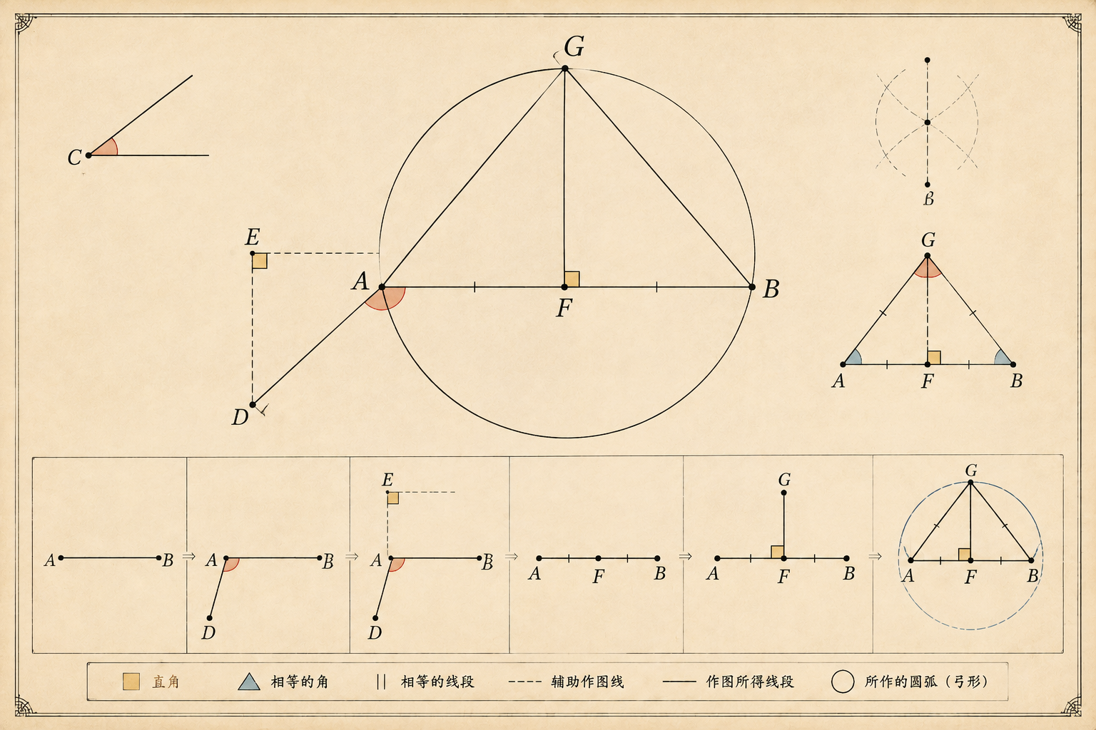 几何原本 第3卷命题 33 · 给定线段上作含定角弓形 插图