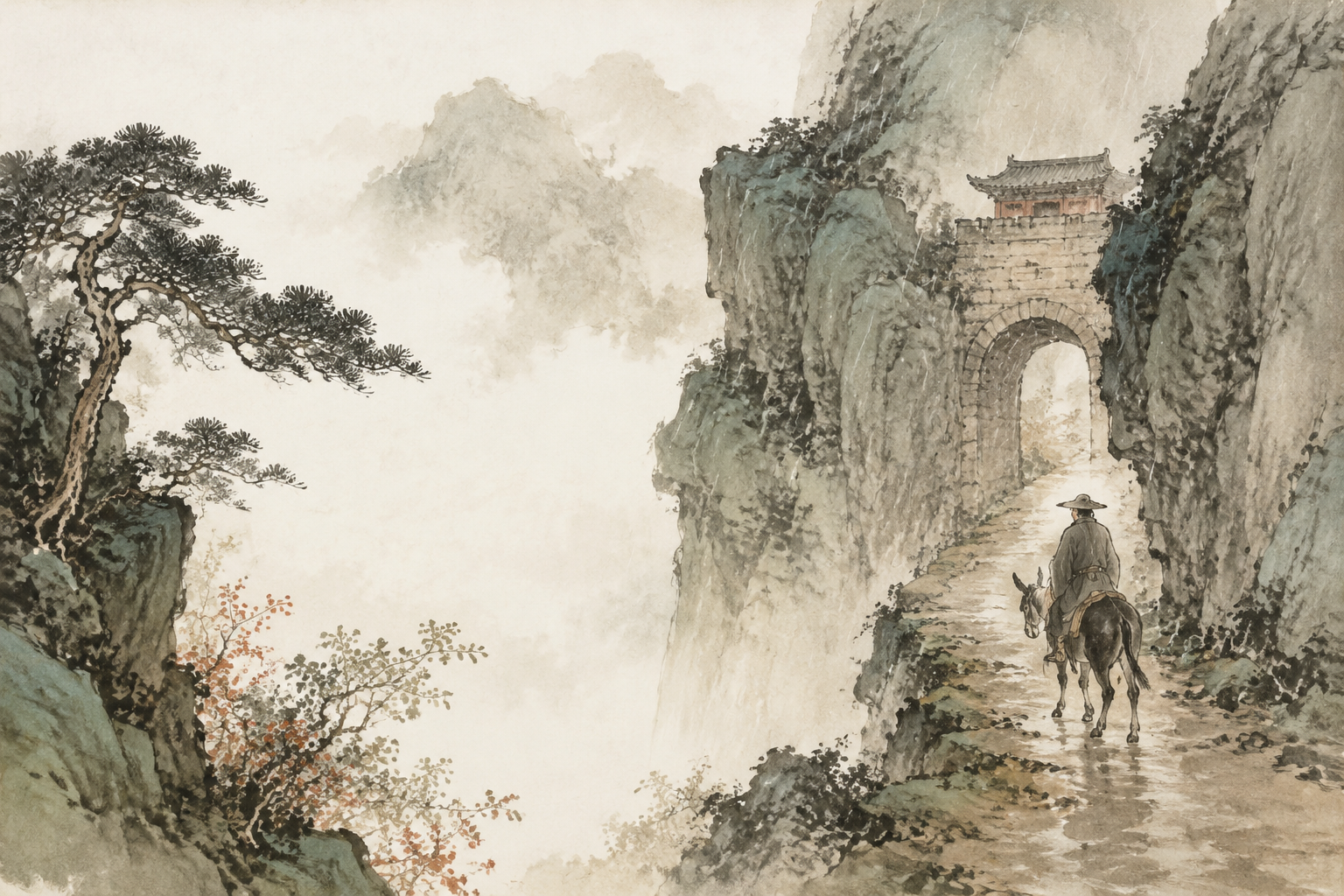 剑门道中遇微雨