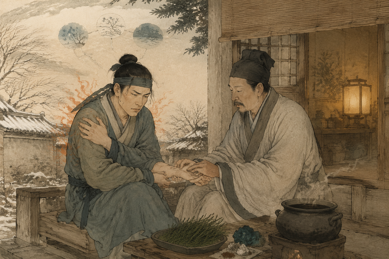 表寒束闭而内有烦热时慎用大青龙汤的古典场景
