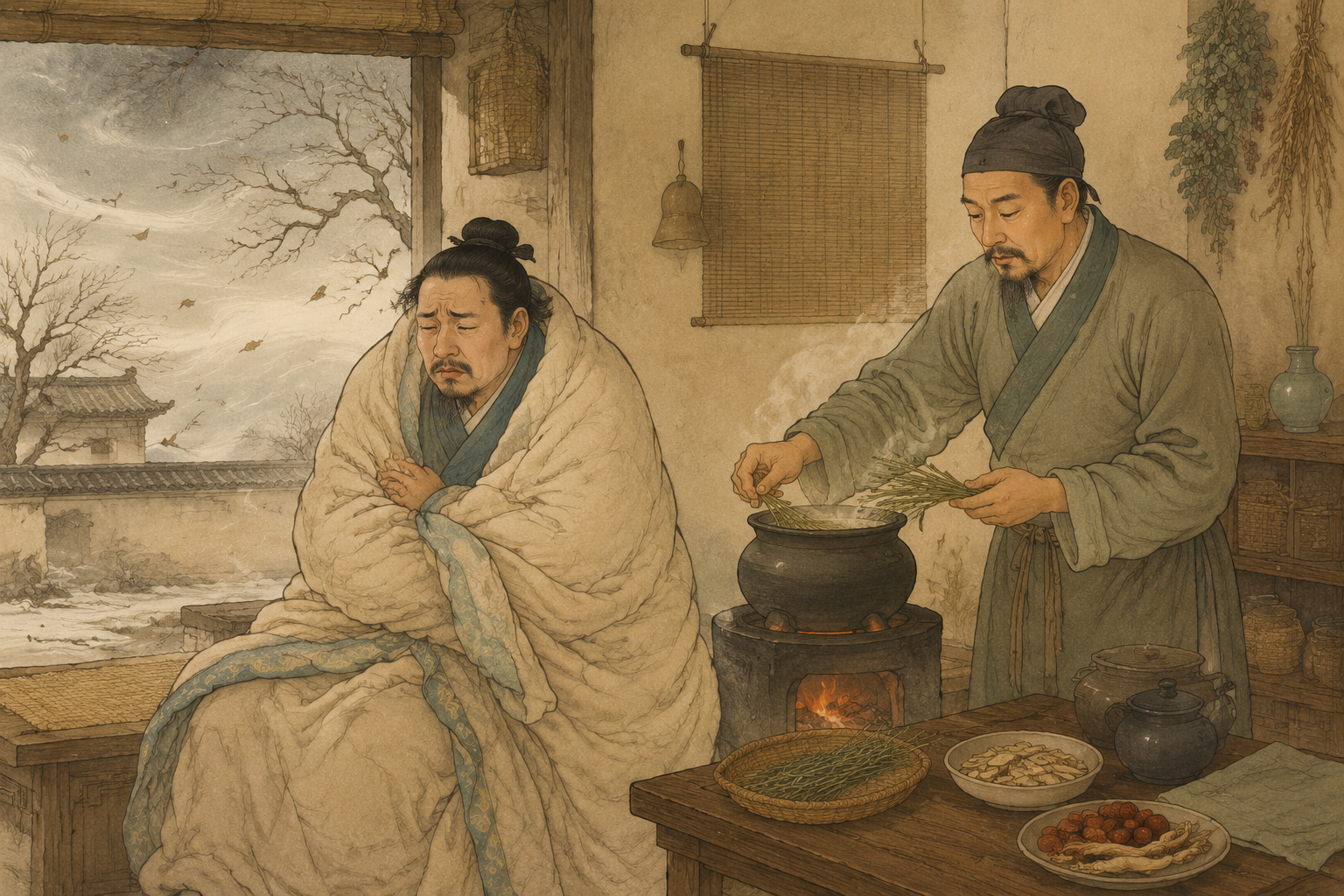 无汗恶寒、表闭喘满与麻黄汤发汗的古典场景