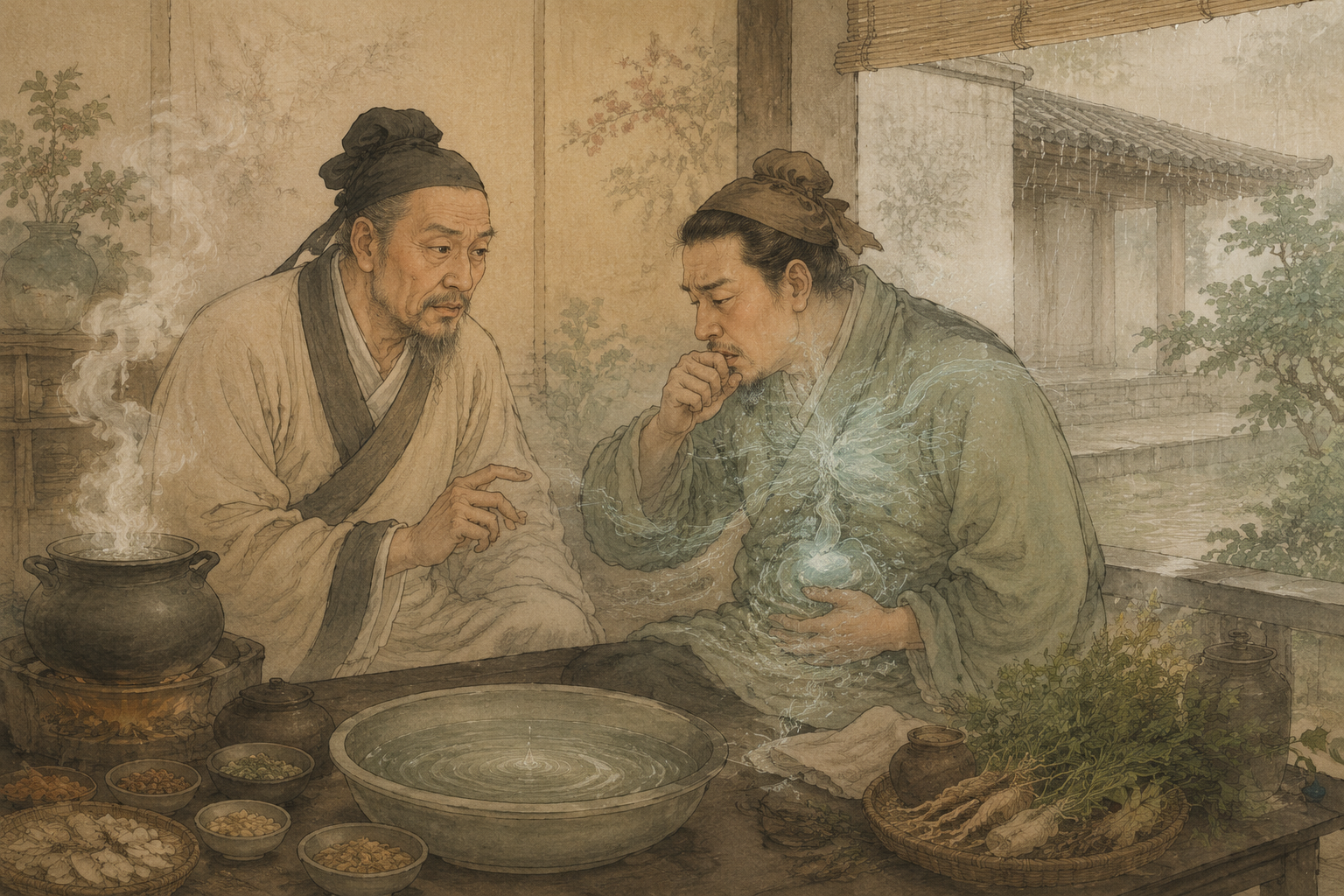 表证未解而心下水气上逆咳喘的小青龙汤古典场景