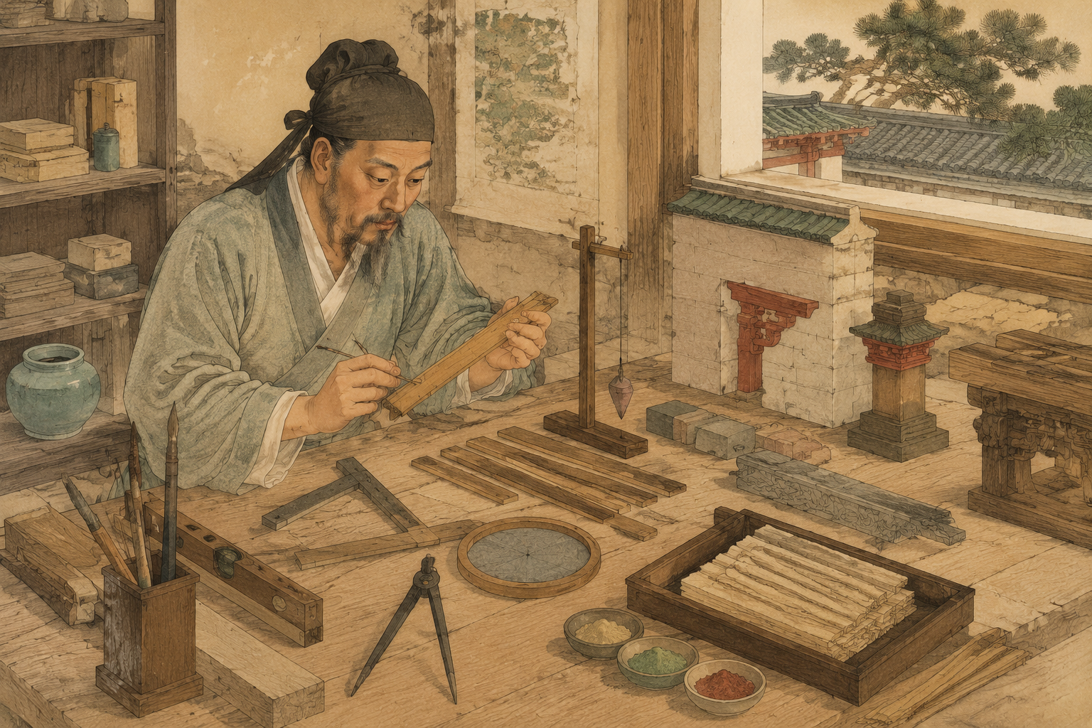 方圆平直、取径围、定功、取正、定平诸条与诸作异名表