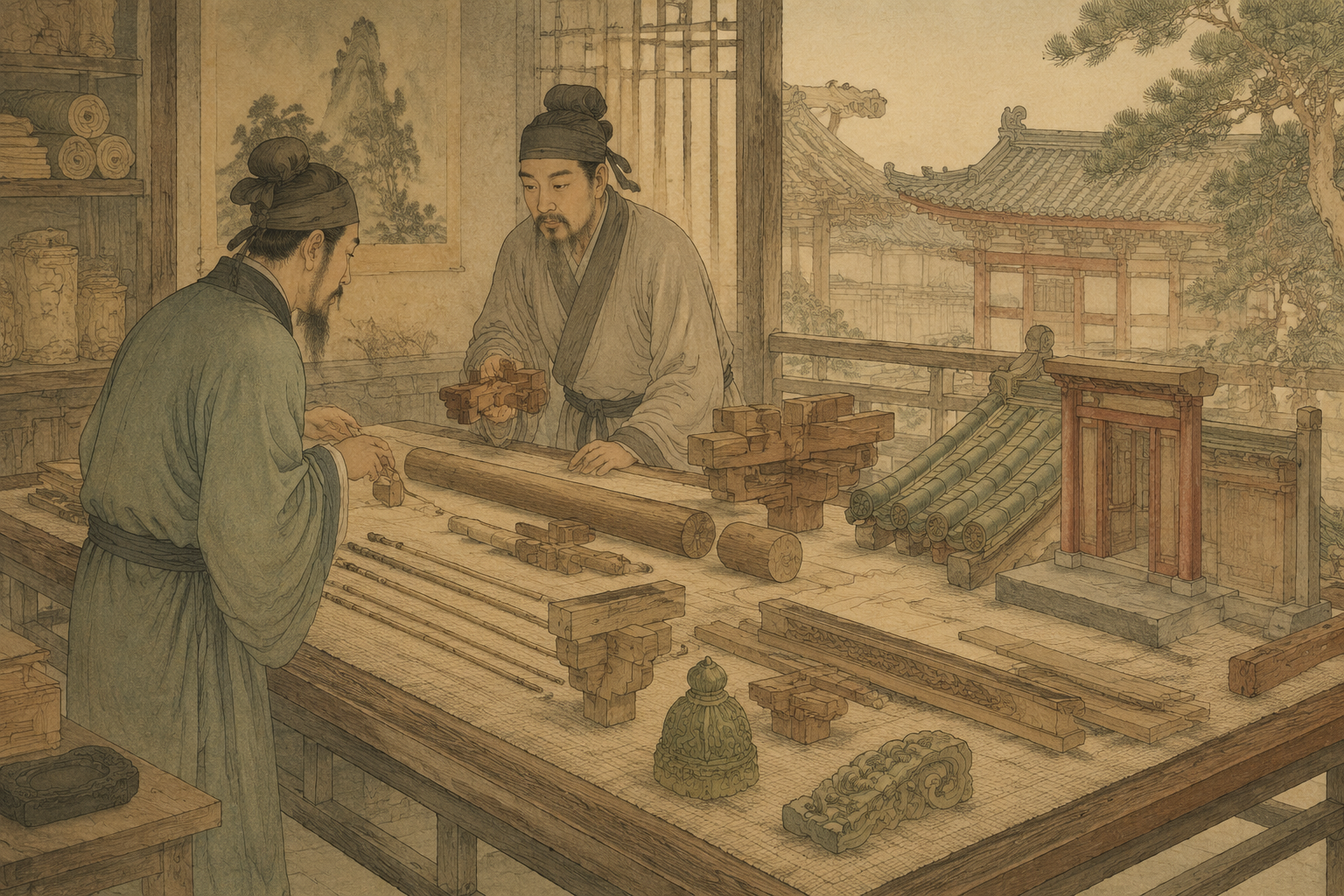 栋、椽、檐与门、窗、平棋、钩阑、彩画、砖瓦诸名物释名一览