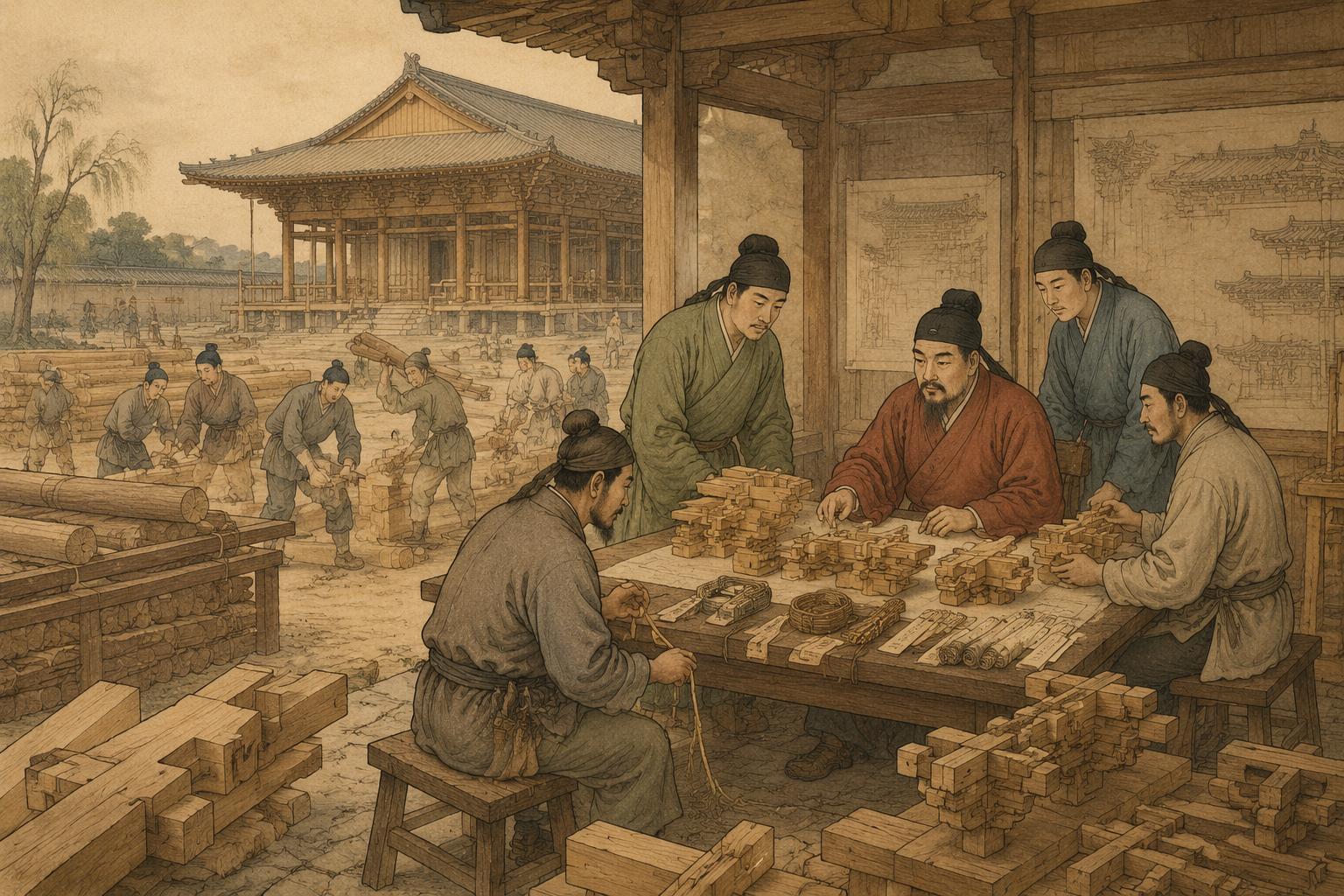 栱、枓诸构件造作功与殿阁、楼阁补间铺作核算图示