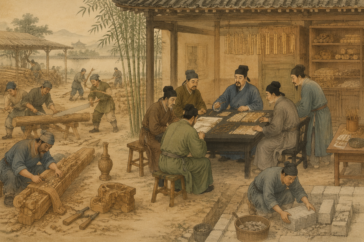 雕木、旋作、锯作、竹作分工分件计工之诸作功限图示
